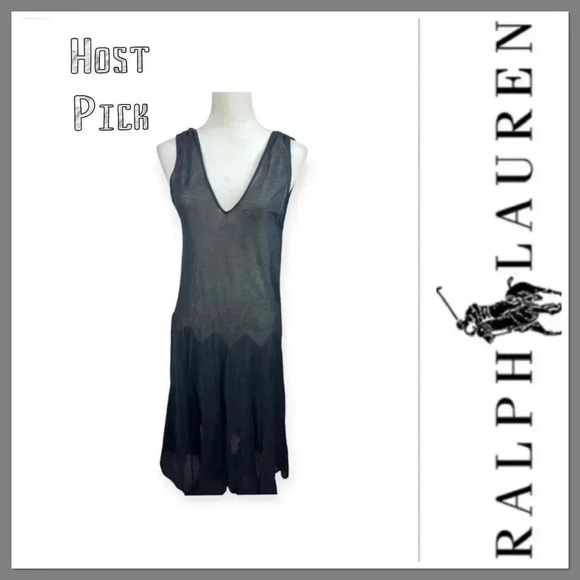 🔥Host Pick 🔥Ralph Lauren black crepe sheer sleeveless dress size medium - Picture 1 of 10
